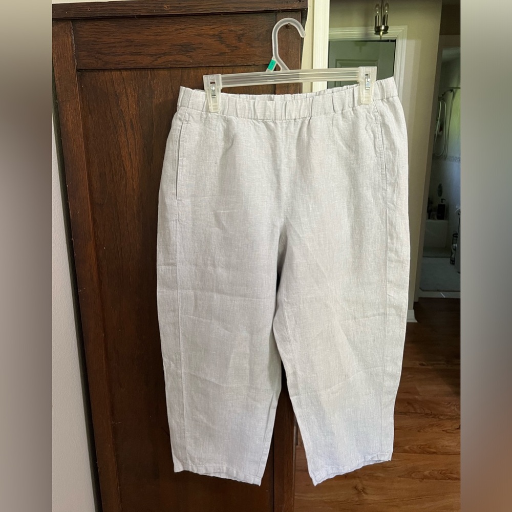 J Jill Love Linen Light Gray Capris